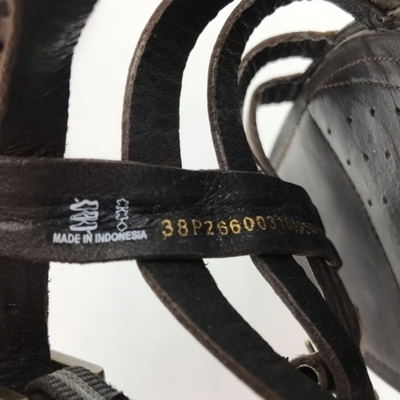 ECCO Flash Gladiator Sandals Brown Leather Flats Size 38 - Picture 9 of 11